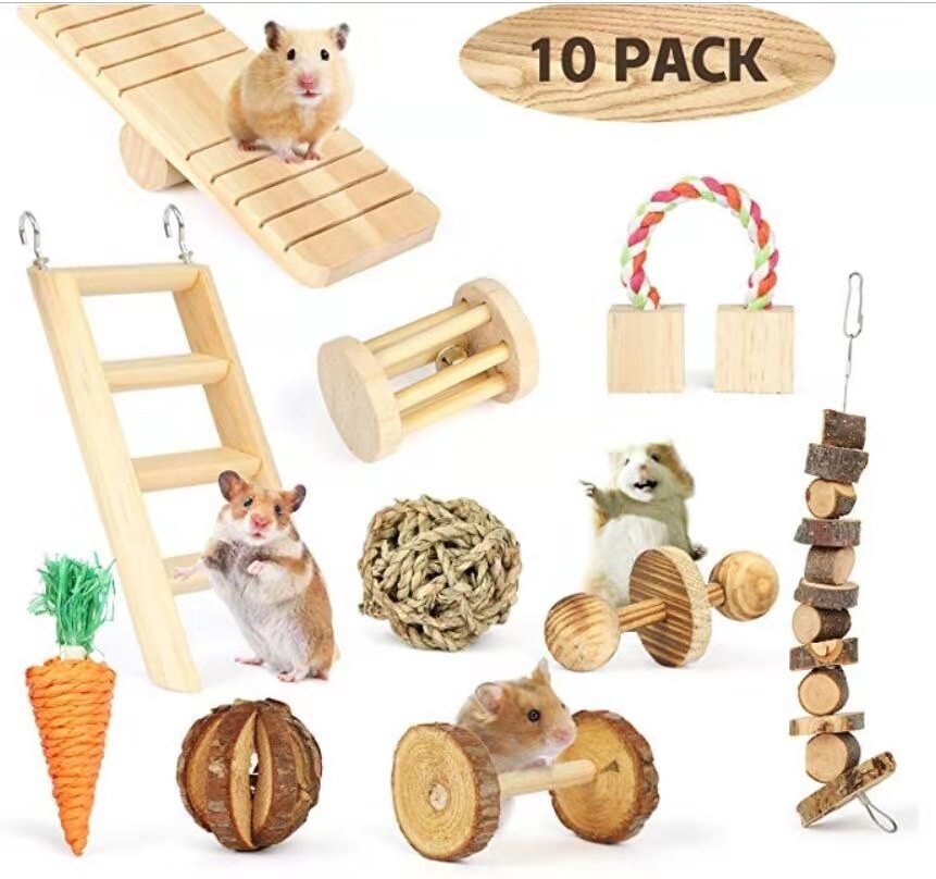 Wooden Small Pet  Play Molars Supply Toy Sets