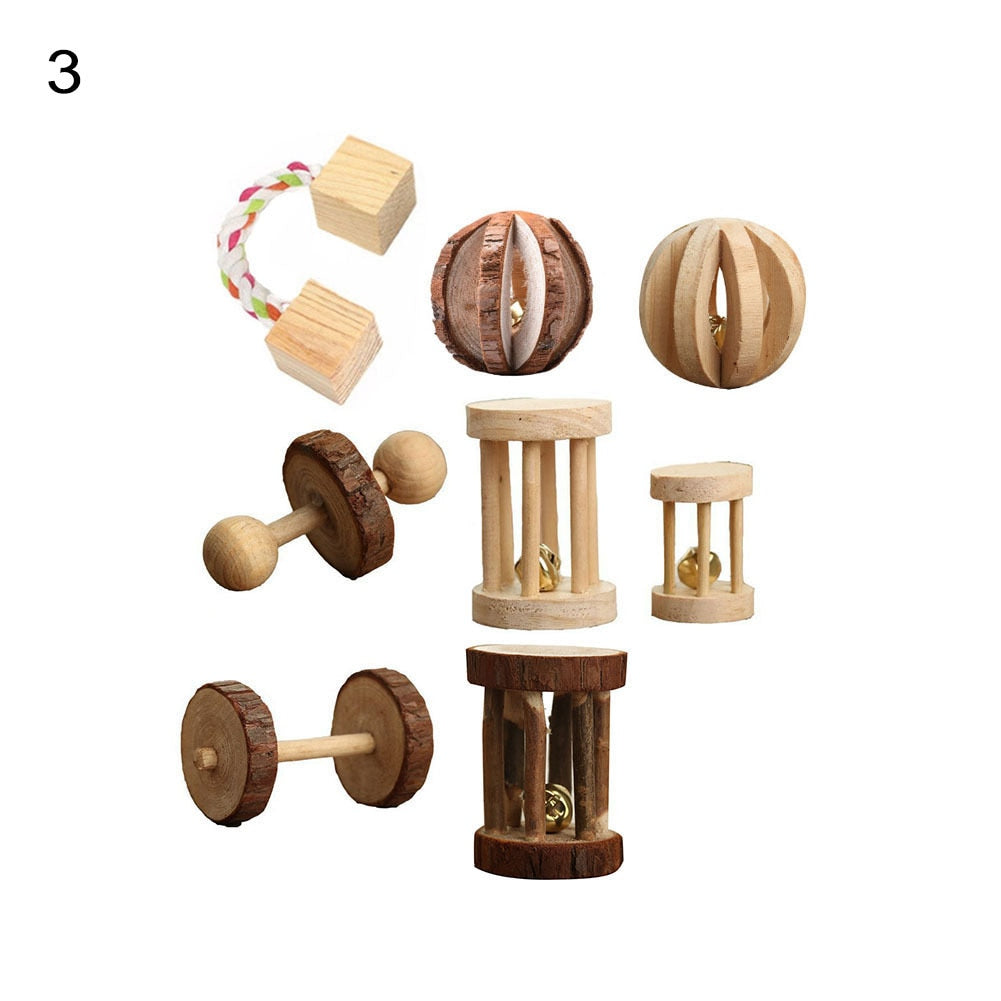 Wooden Small Pet  Play Molars Supply Toy Sets
