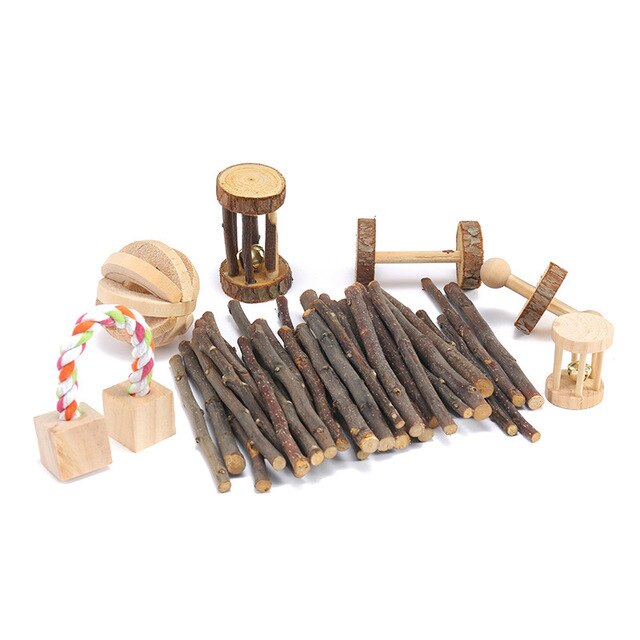 Wooden Small Pet  Play Molars Supply Toy Sets