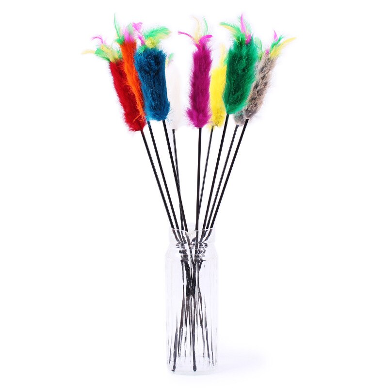 10Pcs/lot Interactive Colorful Feather Toys Soft  Cat Teaser